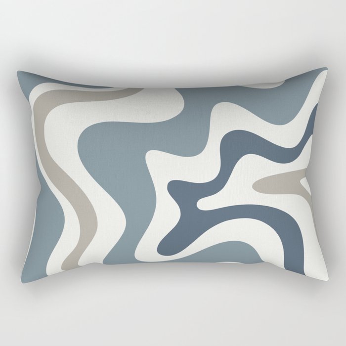 Liquid Swirl Abstract Pattern in Neutral Blue Gray on Off White Rectangular Pillow Gallery Image 2