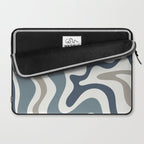 Liquid Swirl Abstract Pattern in Neutral Blue Gray on Off White Laptop Sleeve Gallery Image 2