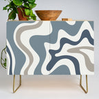 Liquid Swirl Abstract Pattern in Neutral Blue Gray on Off White Credenza Gallery Image 1