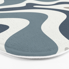 Liquid Swirl Abstract Pattern in Neutral Blue Gray on Off White Bath Mat Gallery Image 3