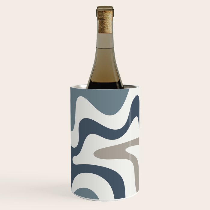 Liquid Swirl Abstract Pattern in Neutral Blue Gray on Off White Wine Chiller Gallery Image 3
