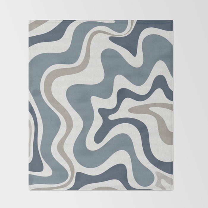 Liquid Swirl Abstract Pattern in Neutral Blue Gray on Off White Throw Blanket Gallery Image 2