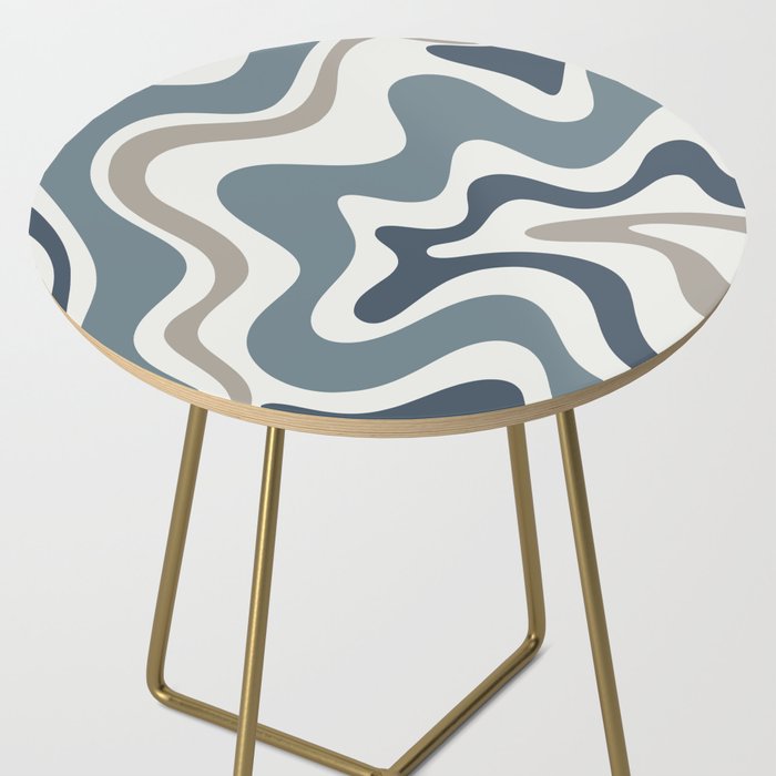 Liquid Swirl Abstract Pattern in Neutral Blue Gray on Off White Side Table Gallery Image 2