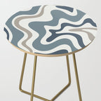 Liquid Swirl Abstract Pattern in Neutral Blue Gray on Off White Side Table Gallery Image 2