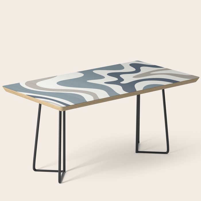 Liquid Swirl Abstract Pattern in Neutral Blue Gray on Off White Coffee Table Gallery Image 1