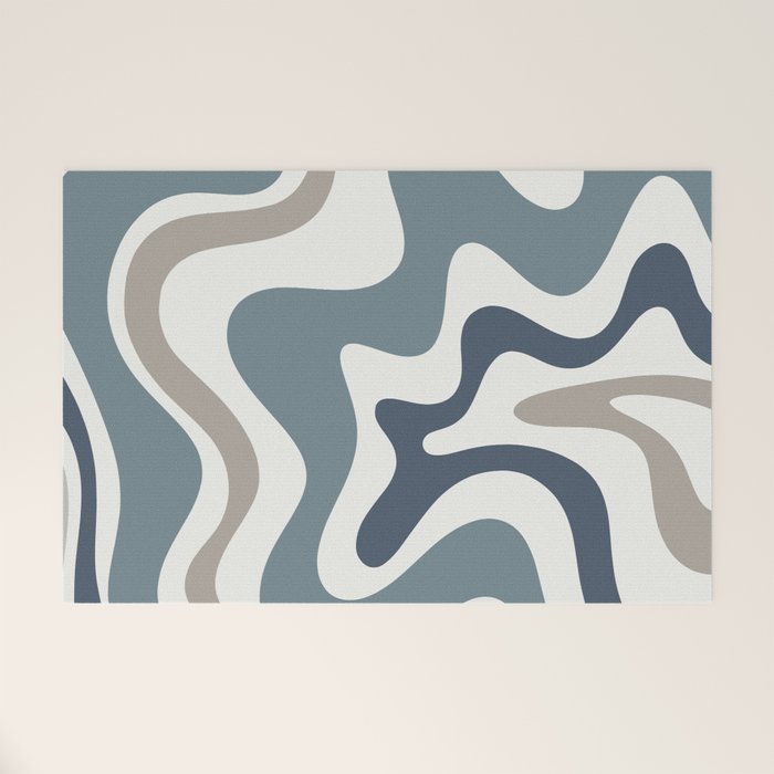 Liquid Swirl Abstract Pattern in Neutral Blue Gray on Off White Welcome Mat Gallery Image 1