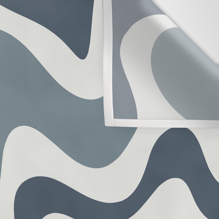Liquid Swirl Abstract Pattern in Neutral Blue Gray on Off White Wall Tapestry Gallery Image 3