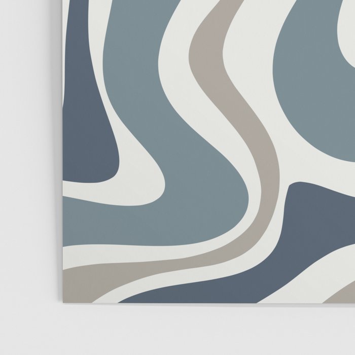 Liquid Swirl Abstract Pattern in Neutral Blue Gray on Off White Poster Gallery Image 3