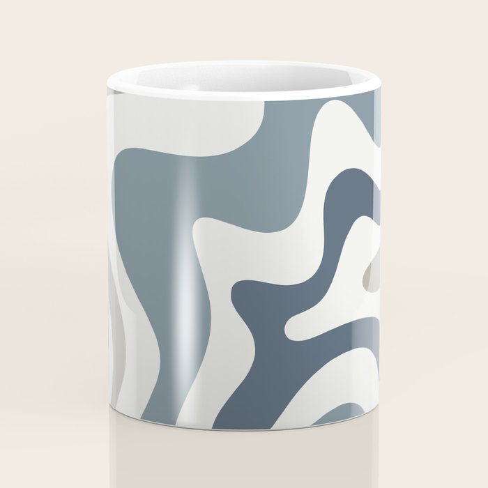 Liquid Swirl Abstract Pattern in Neutral Blue Gray on Off White Coffee Mug Gallery Image 4