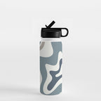 Liquid Swirl Abstract Pattern in Neutral Blue Gray on Off White Water Bottle Gallery Image 1