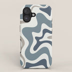 Liquid Swirl Abstract Pattern in Neutral Blue Gray on Off White iPhone Case Gallery Image 1