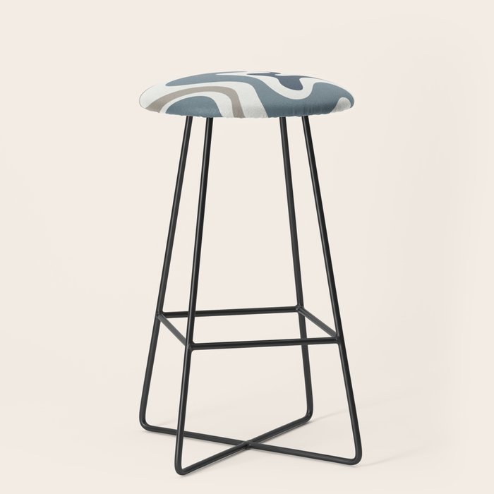 Liquid Swirl Abstract Pattern in Neutral Blue Gray on Off White Stool Gallery Image 1