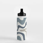 Liquid Swirl Abstract Pattern in Neutral Blue Gray on Off White Water Bottle Gallery Image 2