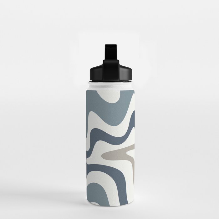 Liquid Swirl Abstract Pattern in Neutral Blue Gray on Off White Water Bottle Gallery Image 2