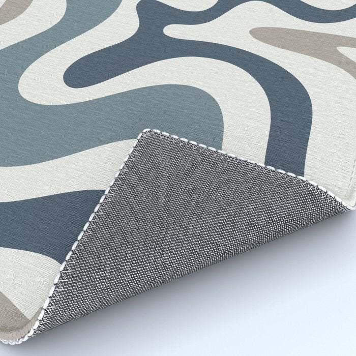 Liquid Swirl Abstract Pattern in Neutral Blue Gray on Off White Rug Gallery Image 4