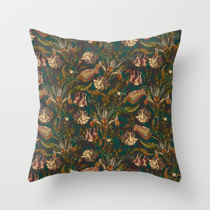 Midnight Summer Garden Throw Pillow Gallery Image 6