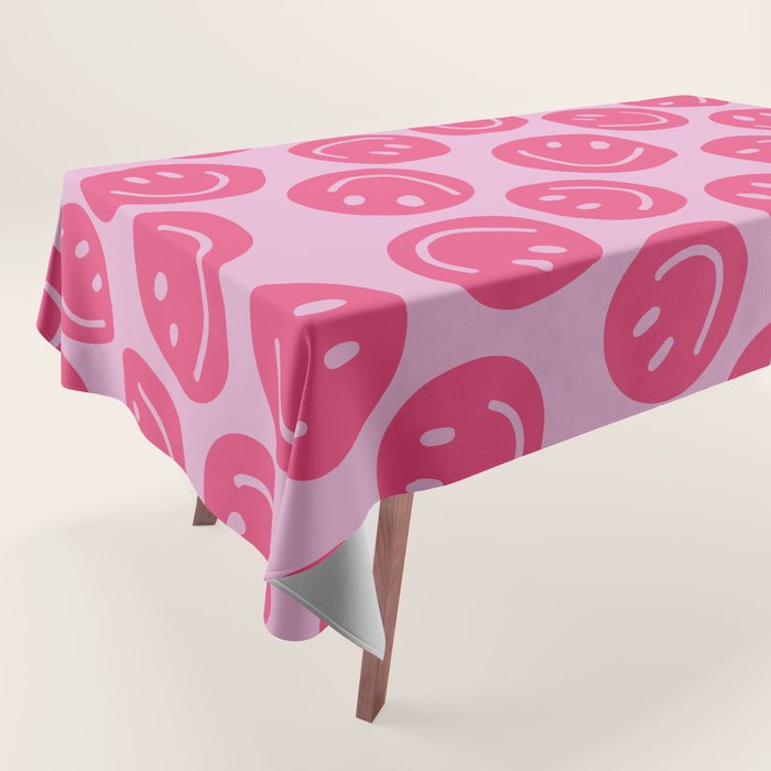 Hot Pink Smiley Faces Tablecloth Gallery Image 1