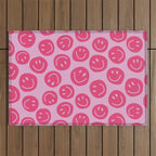 Hot Pink Smiley Faces Outdoor Rug Gallery Image 1