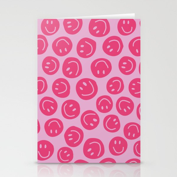 Hot Pink Smiley Faces Stationery Card Gallery Image 1