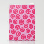 Hot Pink Smiley Faces Stationery Card Gallery Image 2