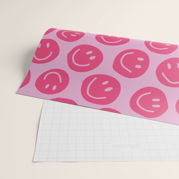 Hot Pink Smiley Faces Wrapping Paper Gallery Image 2