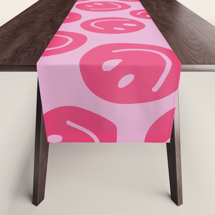 Hot Pink Smiley Faces Table Runner Gallery Image 1