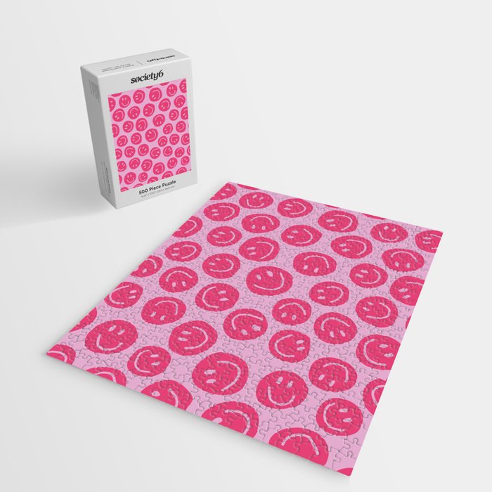 Hot Pink Smiley Faces Jigsaw Puzzle Gallery Image 2
