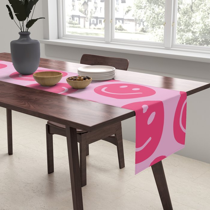 Hot Pink Smiley Faces Table Runner Gallery Image 2