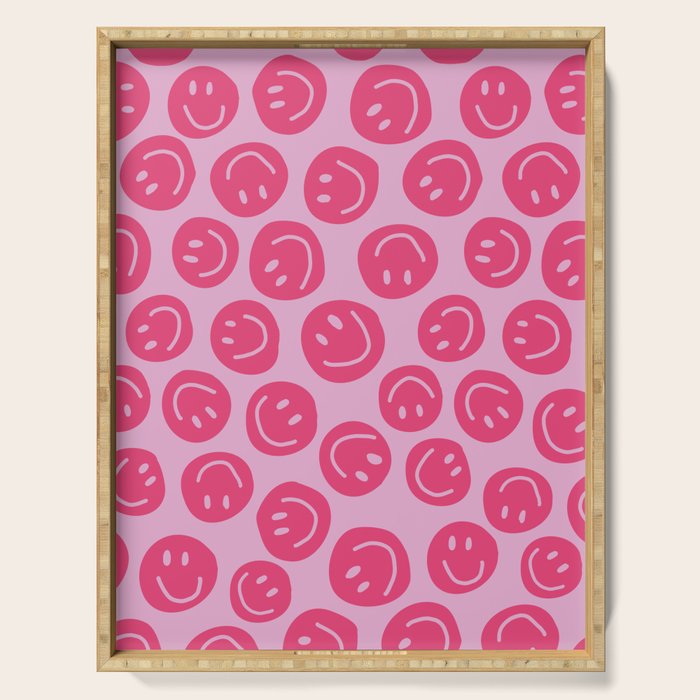 Hot Pink Smiley Faces Serving Tray Gallery Image 1