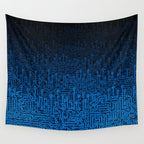 Reboot III BLUE Computer Circuit Board Pattern Wall Tapestry Gallery Image 4