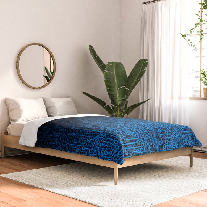 Reboot III BLUE Computer Circuit Board Pattern Comforter Gallery Image 2