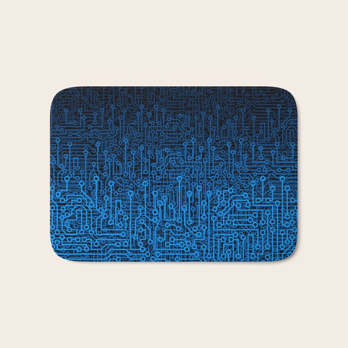 Reboot III BLUE Computer Circuit Board Pattern Bath Mat Gallery Image 1