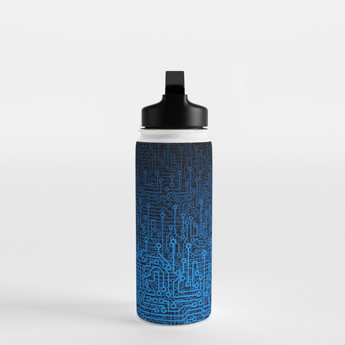 Reboot III BLUE Computer Circuit Board Pattern Water Bottle Gallery Image 3