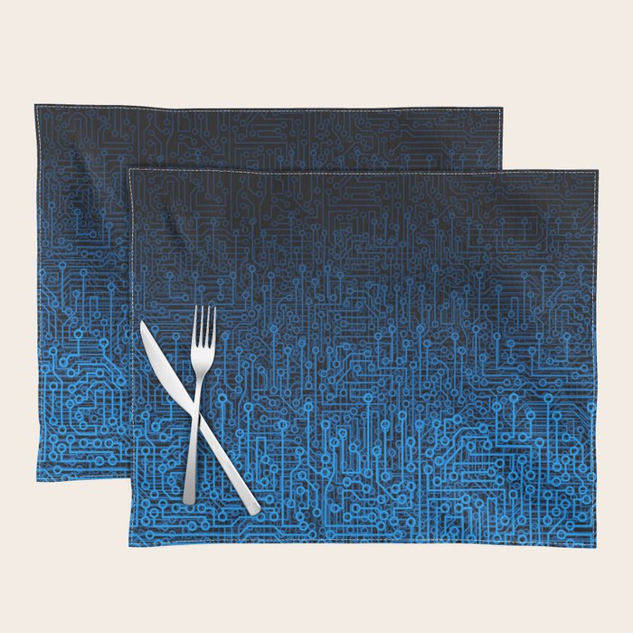 Reboot III BLUE Computer Circuit Board Pattern Placemat Gallery Image 1
