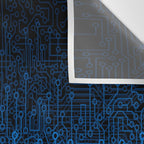 Reboot III BLUE Computer Circuit Board Pattern Wall Tapestry Gallery Image 3