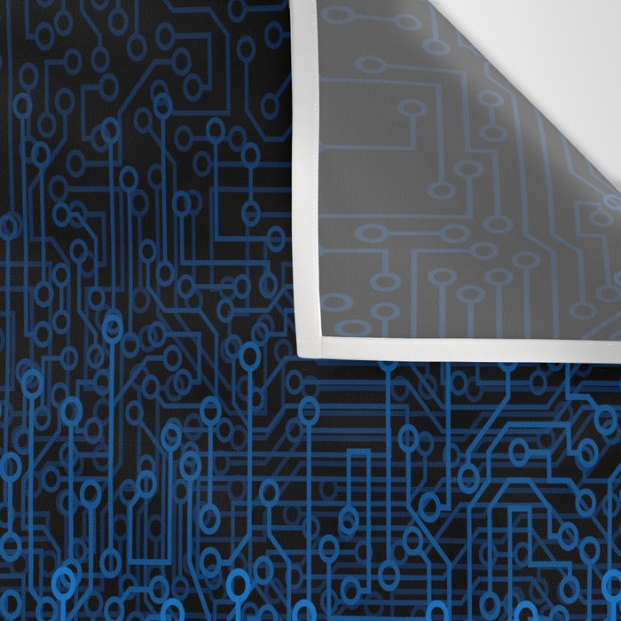 Reboot III BLUE Computer Circuit Board Pattern Wall Tapestry Gallery Image 3
