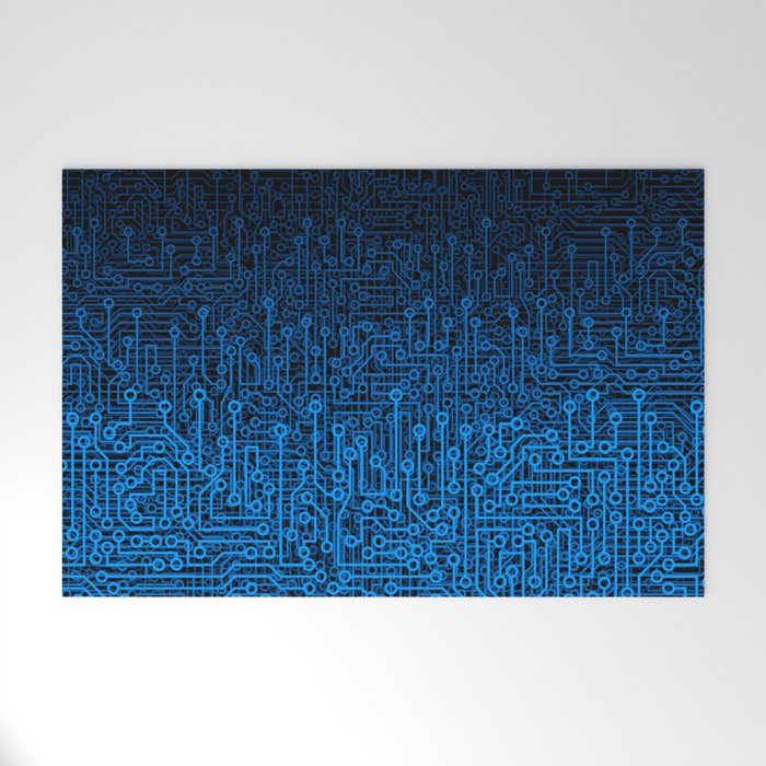 Reboot III BLUE Computer Circuit Board Pattern Welcome Mat Gallery Image 1