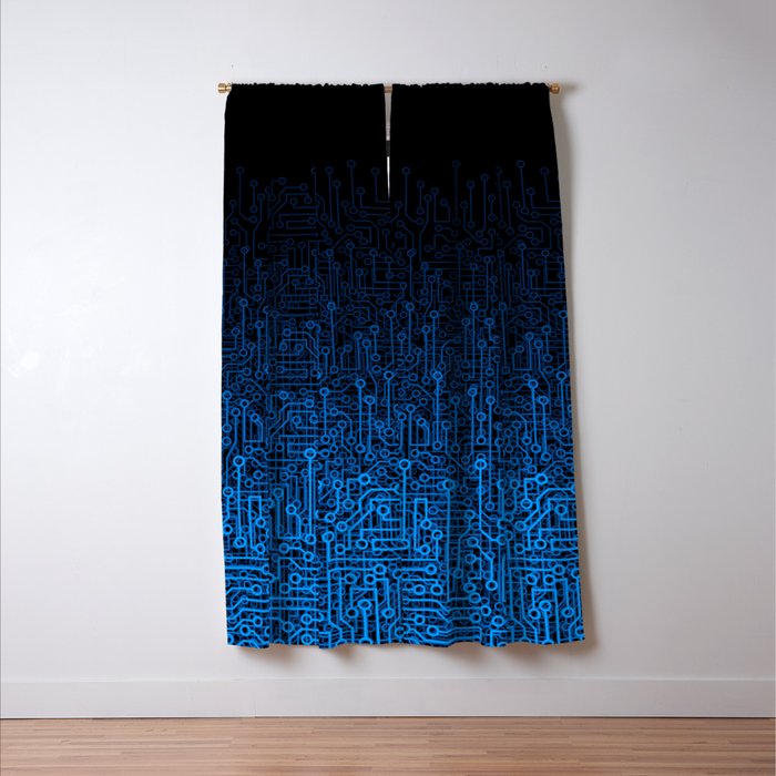 Reboot III BLUE Computer Circuit Board Pattern Window Curtain Gallery Image 3