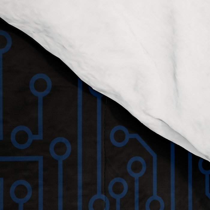 Reboot III BLUE Computer Circuit Board Pattern Comforter Gallery Image 4