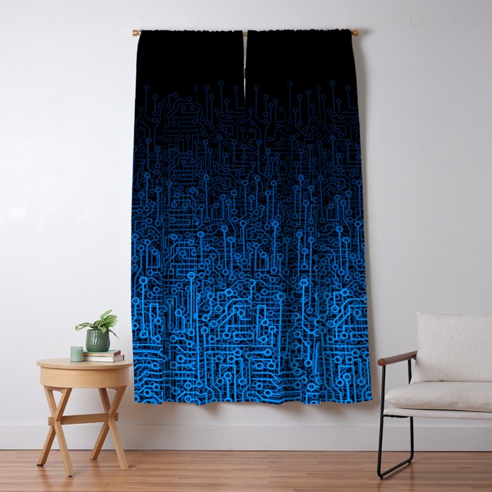 Reboot III BLUE Computer Circuit Board Pattern Window Curtain Gallery Image 5