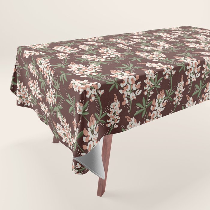 Bluebonnet Floral Brown Peach Multi Tablecloth Gallery Image 1