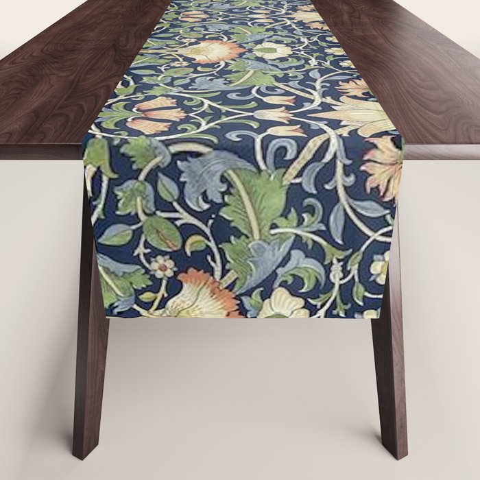 William Morris Vintage Lodden Indigo Blue Mineral Table Runner Gallery Image 1