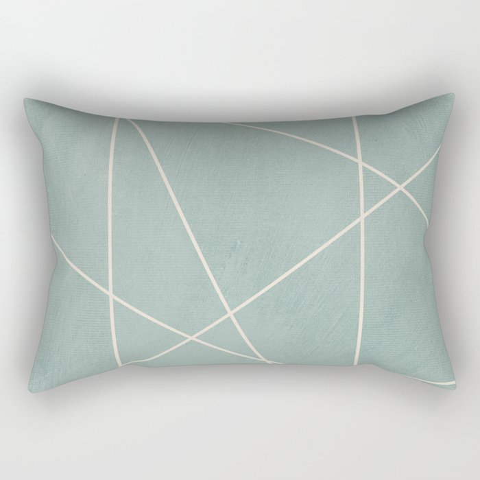 Light Green Line Art Minimalist Lines Simple Art Rectangular Pillow Gallery Image 1