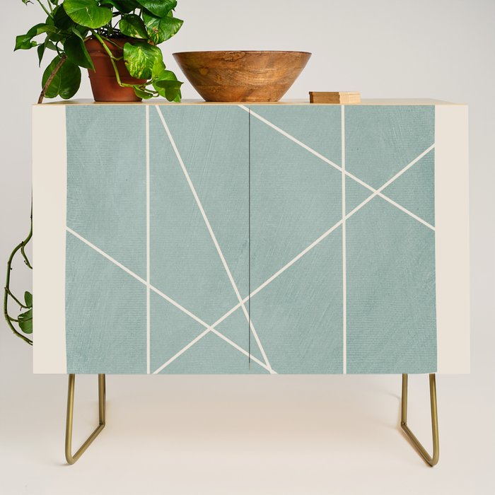 Light Green Line Art Minimalist Lines Simple Art Credenza Gallery Image 1