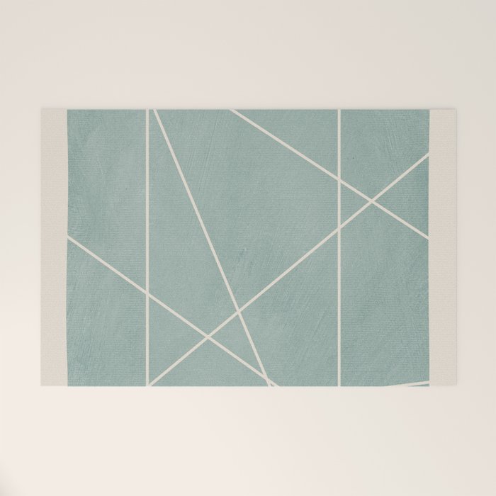 Light Green Line Art Minimalist Lines Simple Art Welcome Mat Gallery Image 1