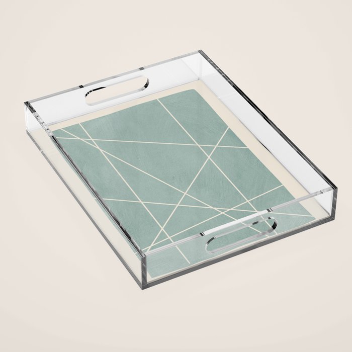 Light Green Line Art Minimalist Lines Simple Art Acrylic Tray Gallery Image 1