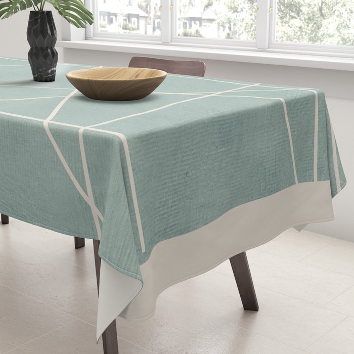 Light Green Line Art Minimalist Lines Simple Art Tablecloth Gallery Image 3