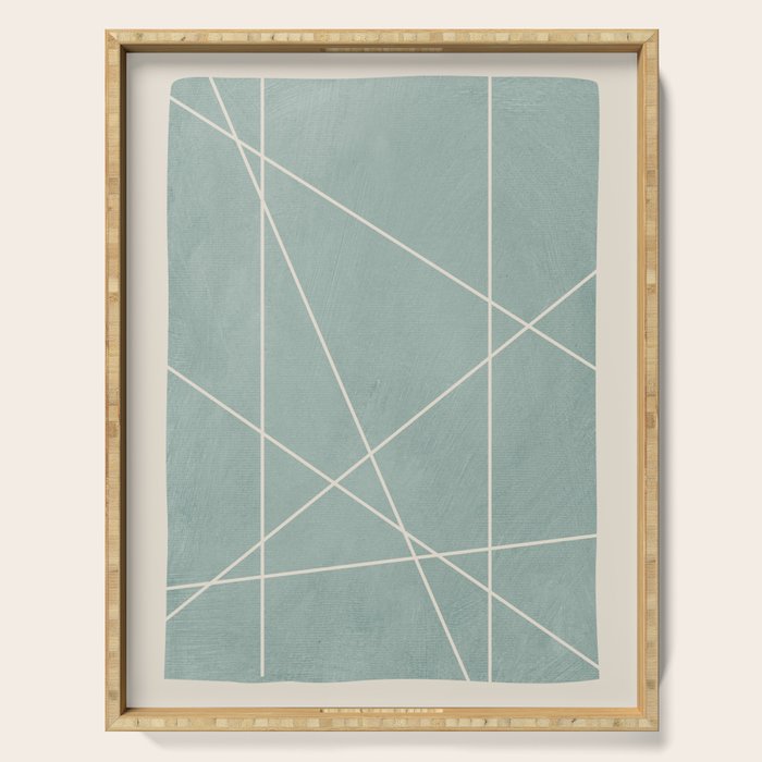Light Green Line Art Minimalist Lines Simple Art Serving Tray Gallery Image 1