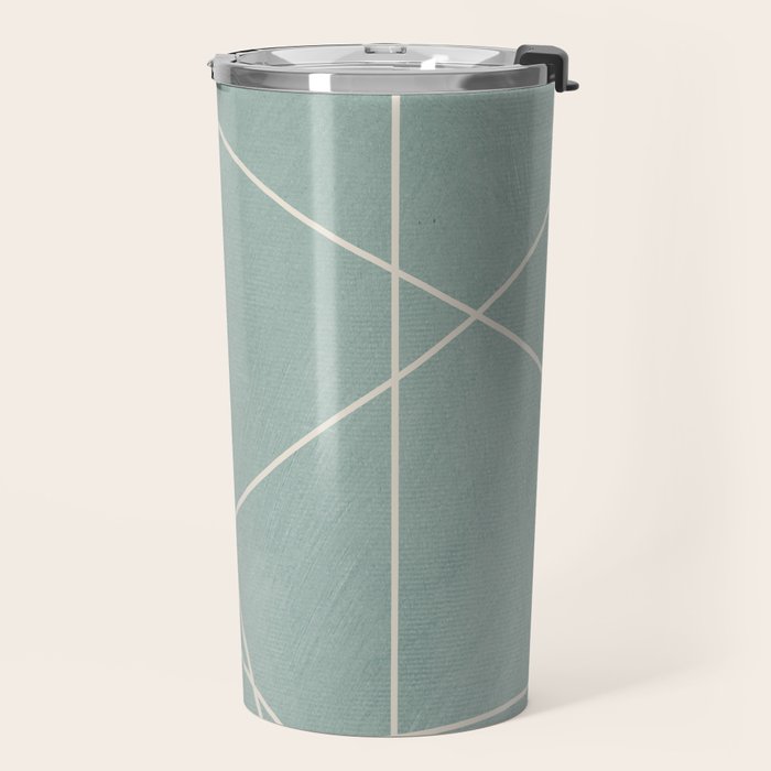 Light Green Line Art Minimalist Lines Simple Art Travel Mug Gallery Image 2