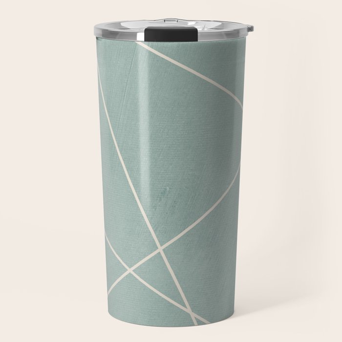 Light Green Line Art Minimalist Lines Simple Art Travel Mug Gallery Image 1